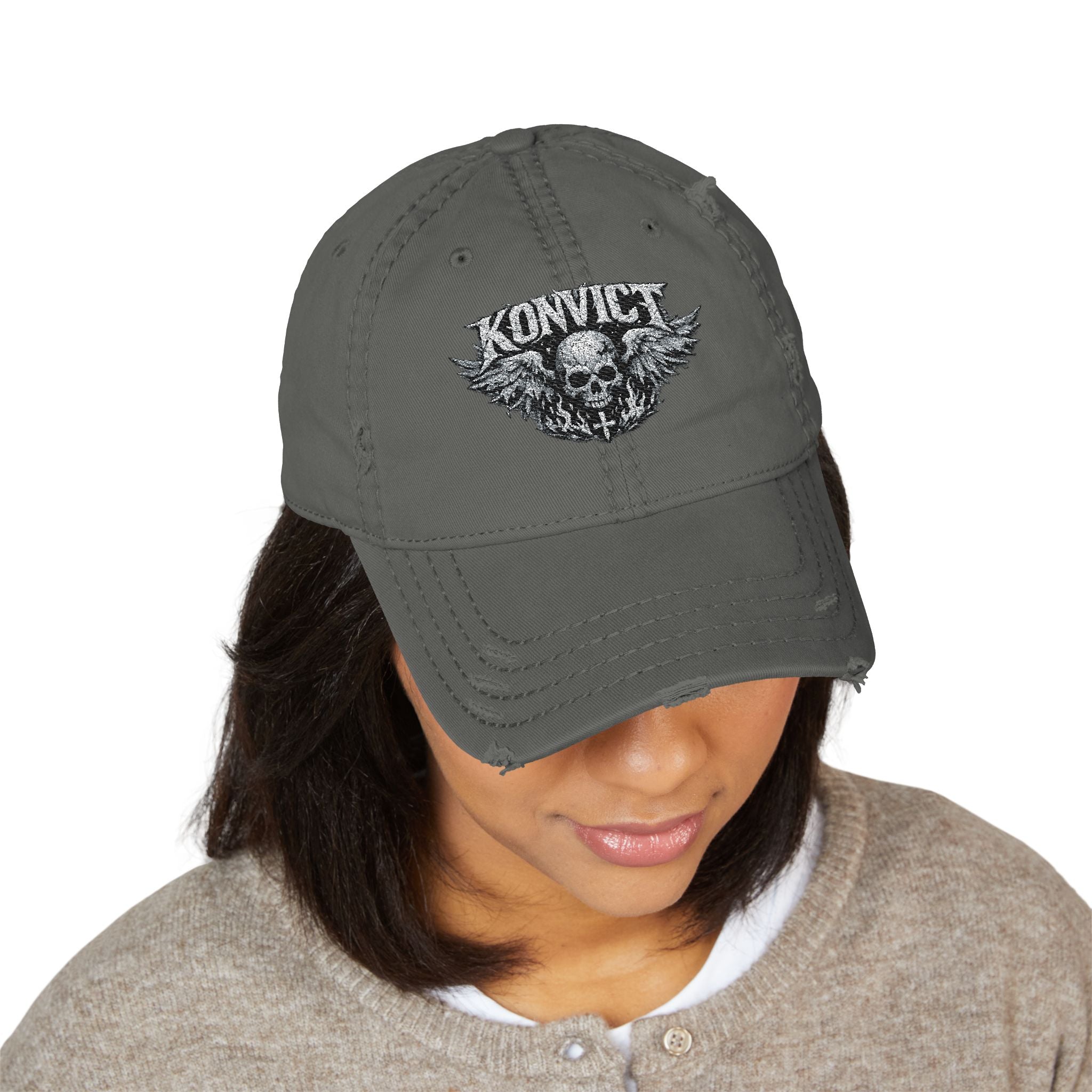 Konvict Skull Distressed Cap